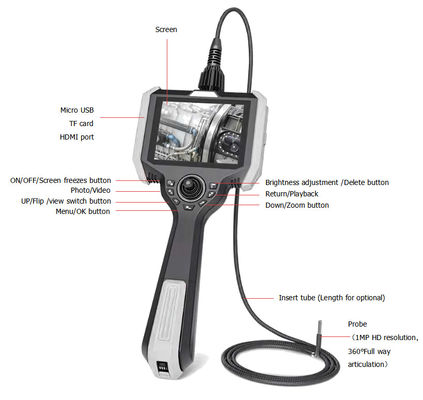 trực tiếp / Side View Endoscope công nghiệp di động IP67 Endoscope kỹ thuật số cầm tay